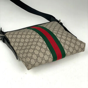 Gucci canvas shoulder web Sherry bag beige GG black messenger